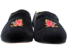 Men's NWOB Crockett & Jones Black Red Devil Velvet Slippers Size 8 UK, 9 USA - Picture 1 of 11