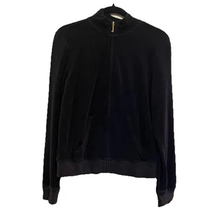 Giacca JUICY COUTURE BLACK LABEL nera zip tasche canguro taglia L nuova senza etichette - Foto 1 di 8