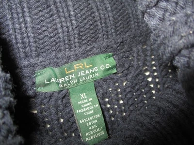 Ralph Lauren blue cable roll neck XL 44" chest cotton blend - Image 1 of 4