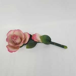 Vintage Napoleon Italian Made Keramik rosa und gelb langer Stiel Rose - Bild 1 von 14