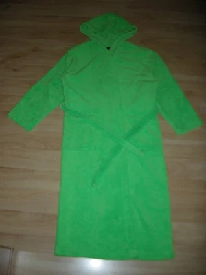 Grüner gepflegter wadenlanger Mikrofaser-Kapuzen-Bademantel  "BOULE" Gr.M/ L - Bild 1 von 2