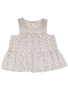 STYLE & COMPANY Womens Ivory Polka Dot Sleeveless Jewel Neck Tiered Top S - Picture 1 of 2