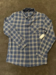 Volcom Men’s Size Medium Blue And Yellow Lotto Flannel LS NWT - Picture 1 of 5