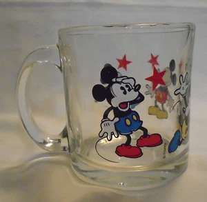 Vintage Disney Mickey Mouse Animierter Klarglas Kaffeebecher Hergestellt in den USA - Bild 1 von 7