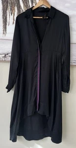 TRELISE COOPER Black Long Sleeve Collar Full Dress Button Front Hi Low Size 10 - Picture 1 of 6