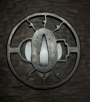 Kari motivo ganso salvaje pequeño hierro Sukashi Tsuba para Koshirae, Edo antiguo, #412 Foto 1 de 4