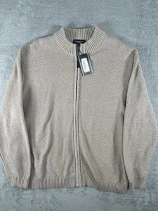 Roundtree & Yorke Herren XXL Full Zip Beige Waffel Strick Pullover Cardigan - Bild 1 von 9