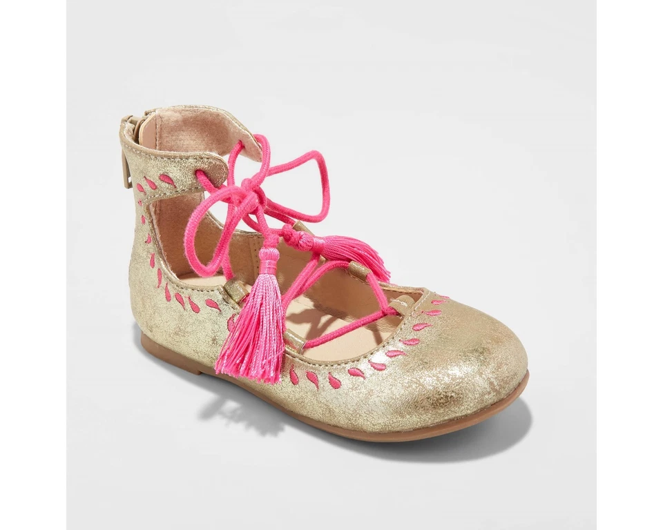 Sapatilhas de balé infantis genuínas para meninas da Oshkosh Trinity - Douradas novas com etiquetas - Imagem 1 de 4