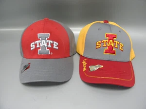 TWO IOWA STATE CYCLONES CAPS HATS ONE SIZE EMBROIDERED LOGOS COTTON-POLYESTER - Picture 1 of 1