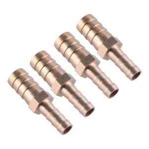 4x Brass 8mm to 12mm Straight Hose Tube Barb Fittings Reducers 5/16"x7/16" New - Picture 1 of 5