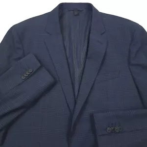 HUGO BOSS Herrel Grace Plaid Slim Fit Blue Travel Suit Jacket Mens Size 40L - Picture 1 of 18