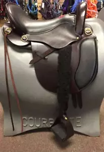 Endurance Sattel 16" auf Eco-Leder Büffel Farbe dunkelbraun auf Drum Dye - Bild 1 von 3
