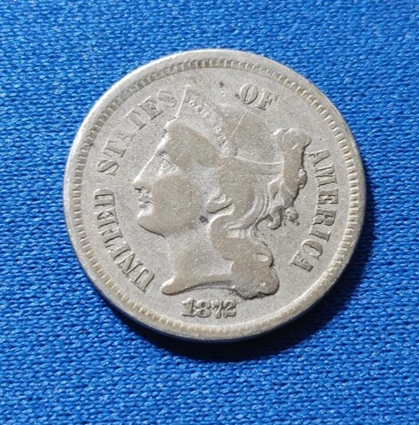 1872 3 Cent Nickel. Nicer grade Coin Cover