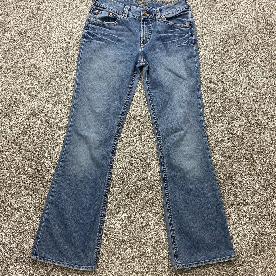 Jeans plateados para mujer 30x32 tiro bajo bootcut y2k desteñido rock mamá motociclista hippie Foto 1 de 4