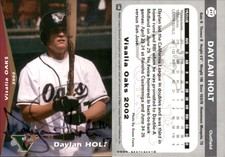 Daylan Holt Signed 2002 Grandstand Visalia Oaks #17 Card Visalia Oaks Auto AU