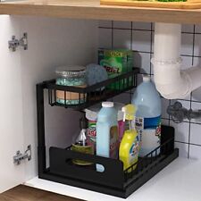 Multi-Purpose Under Kitchen Sink Organizer 2 Tier Pull Out Cabinet Sliding Shelf