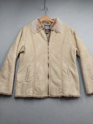 Chaqueta Bill Blass Mujer Talla Mediana Imitación Gamuza Polar Sherpa Forrada Cremallera Abrigo Foto 1 de 4
