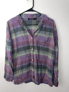 Ralph Lauren Pastel Plaid Button Down Sleep Shirt - Picture 1 of 6