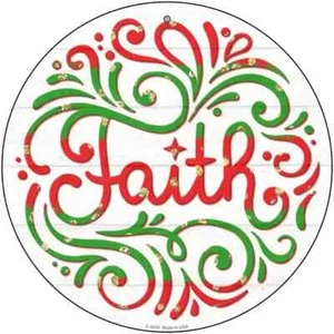 Faith Christmas Novelty Round Circular Metal Sign 8" Home Garage Wall - Picture 1 of 1