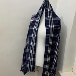 BURBERRY LONDON KLASSISCH GROSS BLAU & WEISS AUTHENTISCH NOVA CHECK SEIDIG WICKELTUCH - Bild 1 von 12