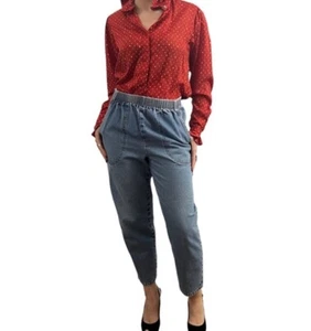 Vintage Chic Brand Elastic Waist Loose Fit Jeans, Mom Jeans, 24” - 30” Waist - Picture 1 of 8