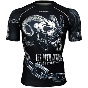 FX-370 DEVIL CHAINED Skin Compression Base layer MMA Rash guard BJJ Water Sports - Picture 1 of 6