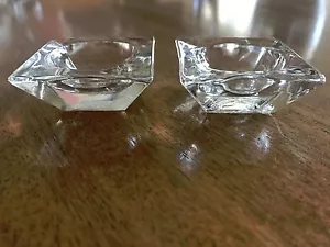 2 Vintage Salt Dips/Cellars, Pressed Glass, Square Shape - Picture 1 of 2