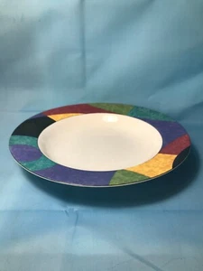 4 MIKASA CALIFORNIA FINE CHINA CURRENTS Rimmed Soup Bowls GEOMETRIC M5101 - Picture 1 of 5