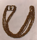 Vintage CITATION Five Graduated Strand Chain Necklace Gold Color Twist Chains