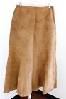 Vtg J Jill Tan Brown Genuine Leather Maxi Peasant Skirt Size 8P Boho Hippie