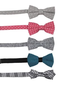 SET OF 5 Mens Classic Fashion Pre-Tied Bow Tie 100% Cotton Linen Poly Silk  #20 - Imagen 1 de 1