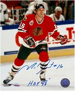 Michel Goulet-Chicago Blackhawks-Zdjęcie z autografem 8 x 10-Z napisem HOF - Zdjęcie 1 z 1