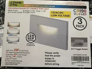 Cloudy Bay 12V Low Voltage Indoor/Outdoor LED Step Stair Light 3 Pack White - Picture 1 of 5