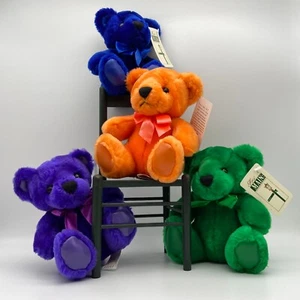 Teddybär 6 Zoll Plüschbären mit Schleife Stofftier Regenbogen von First & Main #1362 NEU - Bild 1 von 24