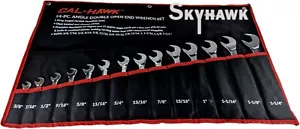 14 PC SAE OPEN END V-Groove ANGLE HEAD WRENCH Set Chrome plating CR-V - Foto 1 di 5