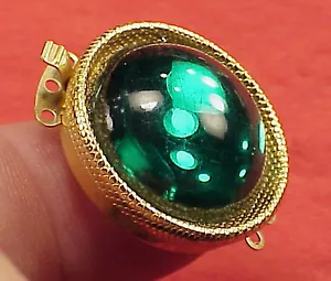 Vintage 26mm Necklace Clasp Connector 3 Str Emerald Cabachon High Art Deco - Picture 1 of 7