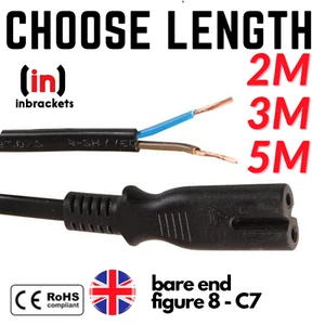 Figura 8 Cable de alimentación C7 Figura 8 Figura de 8 Cable de extremo desnudo Negro CONSOLA DE TV - Imagen 1 de 3