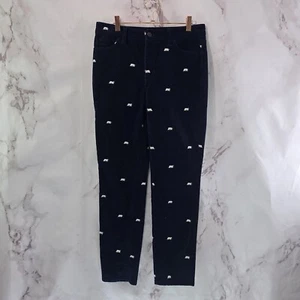 Talbots Hose Damen 4 P blau Cord bestickt hoher Bund gerade Eisbär - Bild 1 von 13