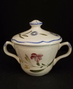 LONGCHAMP FRANCE POTTERY COVERED SUGAR BOWL LIBELLULE - Picture 1 of 7