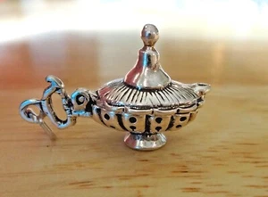 Sterling Silver 3D 27x17mm Movable Looks like Alladin's Lamp Charm - Picture 1 of 6