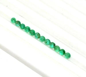 3 mm Natural Emerald Round Cabochon Lot 12 Pcs 1.42 CTS Calibrated Loose Gems - Picture 1 of 7