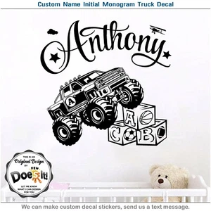 Individueller Name Aufkleber, Buchstabe Vinyl, Wandbild Dekor, Stern Monstertruck Aufkleber, 036 - Bild 1 von 9