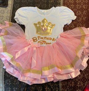 Princess Crown Birthday Party Tutu Dress Pink 2nd Birthday - Picture 1 of 1