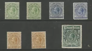 FALKLAND IS entre SG73-80 GV 1921-8 inc algunos tonos COMO NUEVO gato £205 - Imagen 1 de 2