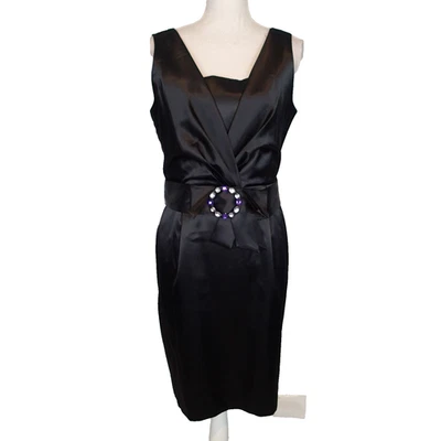 Платье-футляр атласное Robert Rodriguez черное размер 6 пряжка шелк без рукавов - Изображение 1 из 4