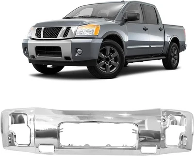 For 2004-2015 Nissan Titan / 2005-2007 Armada Front Bumper Face Bar Chrome Steel Foto 1 de 4