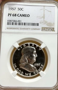 1957 Franklin Silver Half Dollar NGC PF68 Cameo - Bild 1 von 4