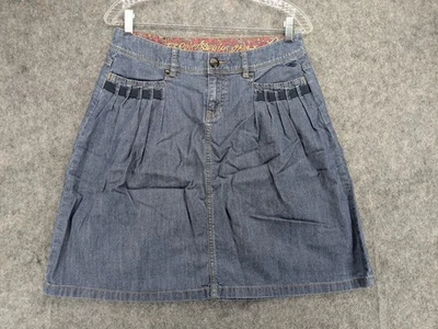 Esprit Denim Skirt Womens 28 Blue Pleated A Line Paisley Waistband Boho Y2k - Image 1 of 4