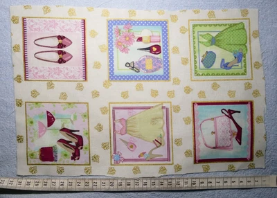 Stoff -  Patchwork  Panel Neu ungewaschen - Schuhe Taschen Kleider 6 Bilder - Bild 1 von 2