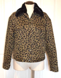 Express Truckerjacke Leopardenmuster Sherpa gefüttert Damen M abnehmbarer Fellkragen - Bild 1 von 21